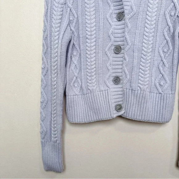 Zara Womens Medium Cable Lilac Silver  Thread Cropped Cardigan - Picture 8 of 14